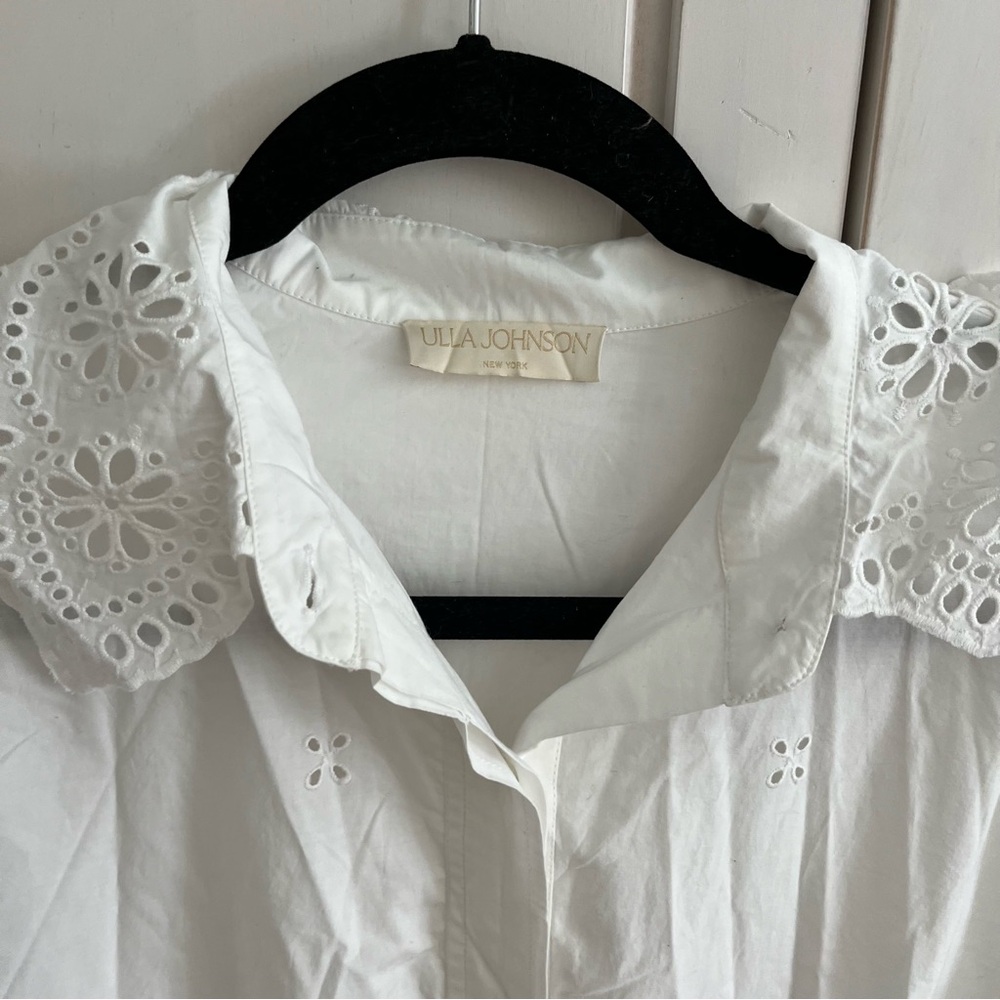 ULLA JOHNSON Adette tie-detailed broderie anglaise eyelet cotton midi dress - Picture 7 of 13